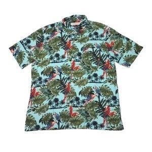 Island Republic Men's Large Hawaiian Shirt Parrot Birds Button Up‎ Short Sleeve